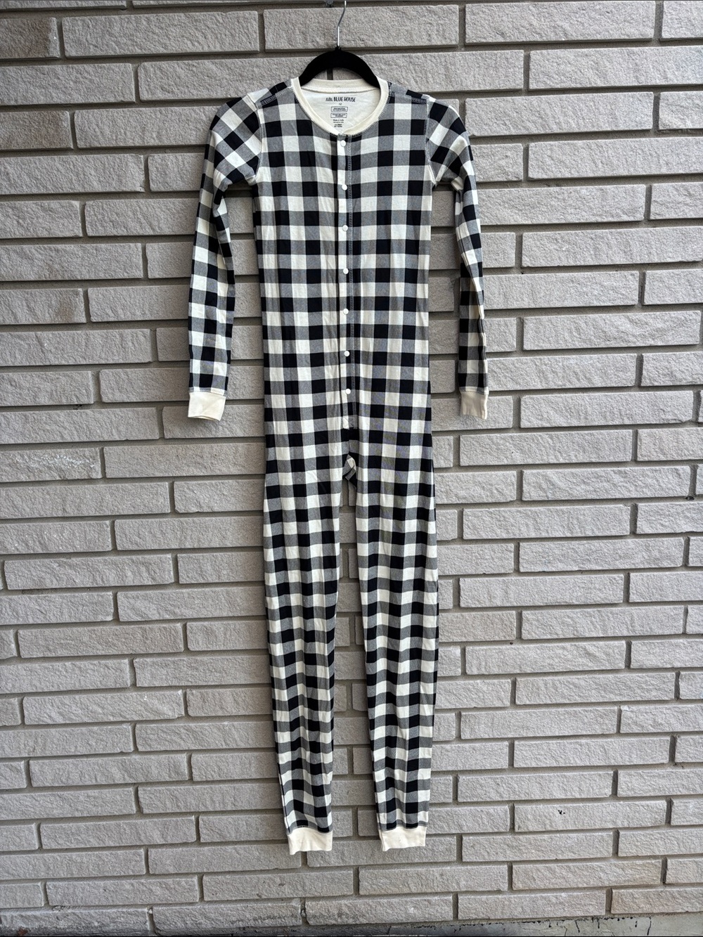 Little Blue House by Hatley Union Suit Black Bear Plaid Pyjamas Onesie Sz12
